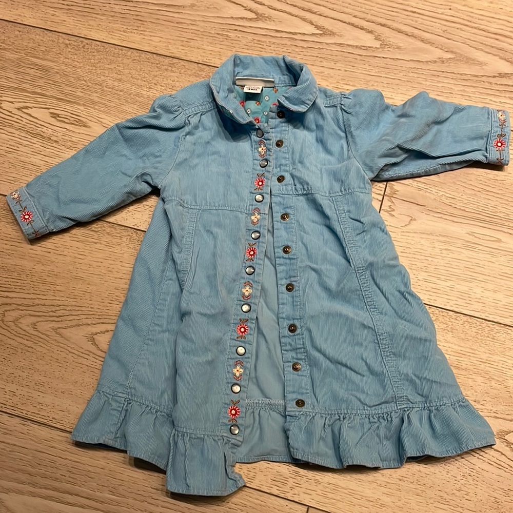 Embroidered corduroy dress